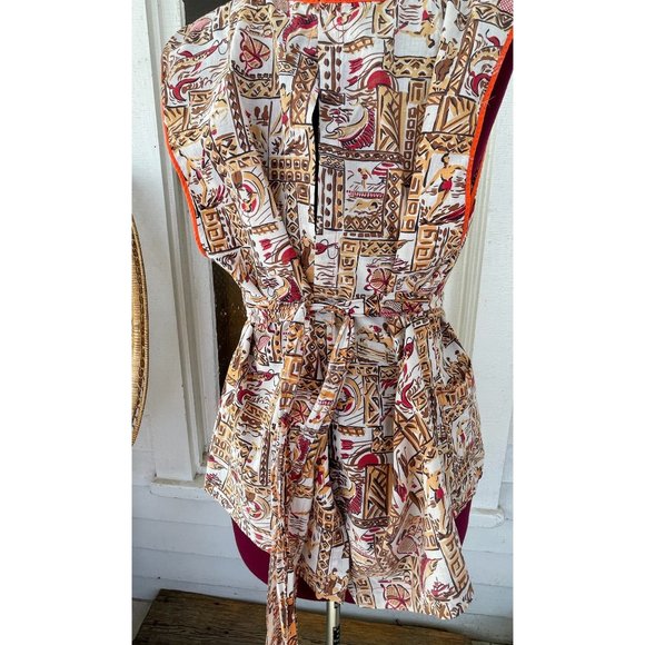 Vintage 1950s Cotton Full Smock Apron Surfers Fish Golfing - Picture 12 of 13